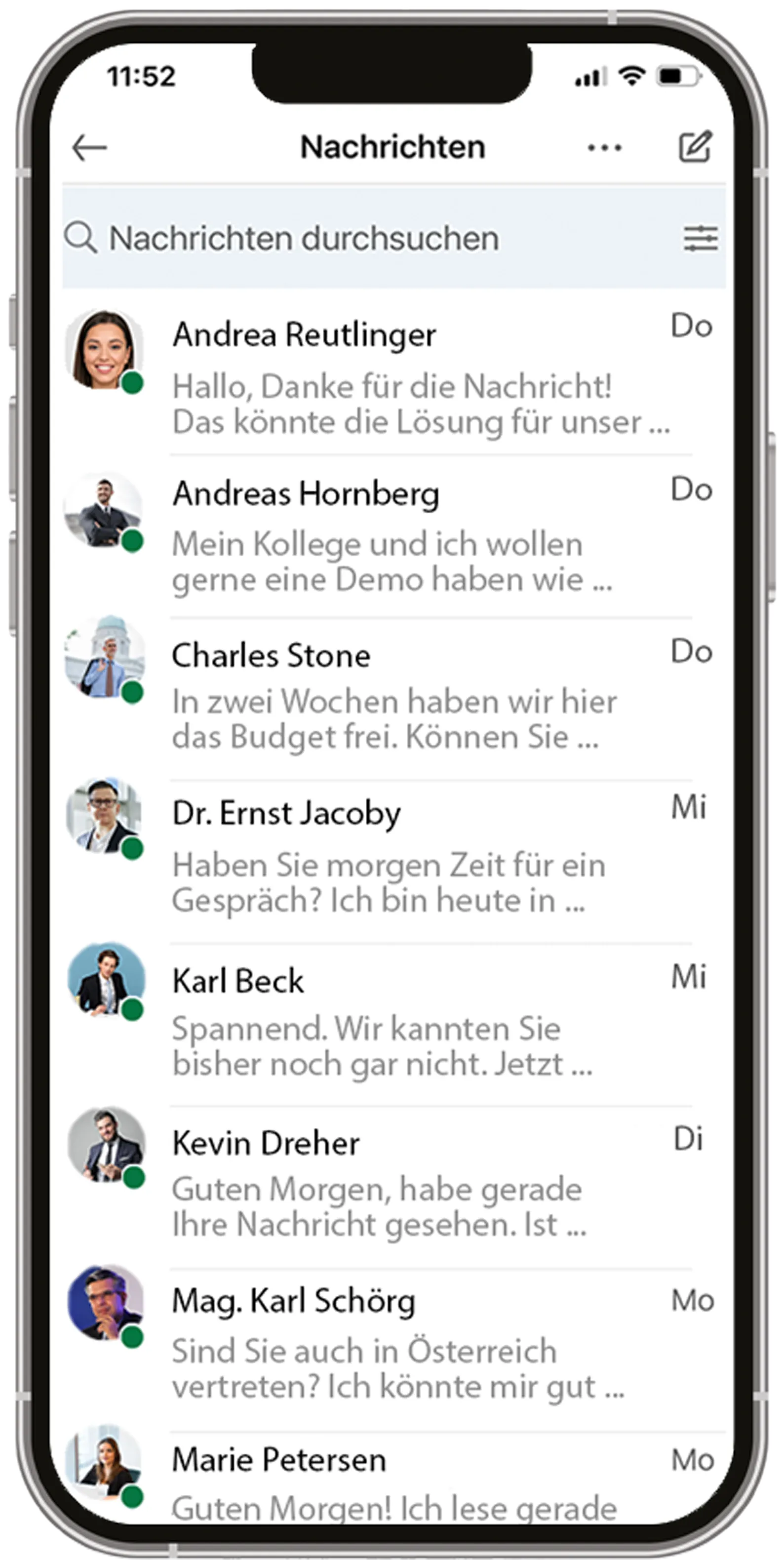 iPhone mit LinkedIn-Nachrichten: Anfragen kaufbereiter Neukunden für das Sales-Team